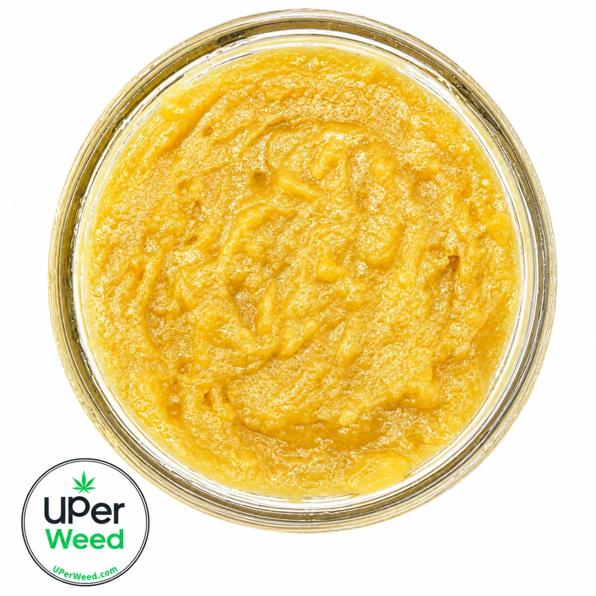 Live Resin - Crazy Glue concentrate by Uper Weed in premium packaging, displayed on a dark green surface with clean modern styling. 2