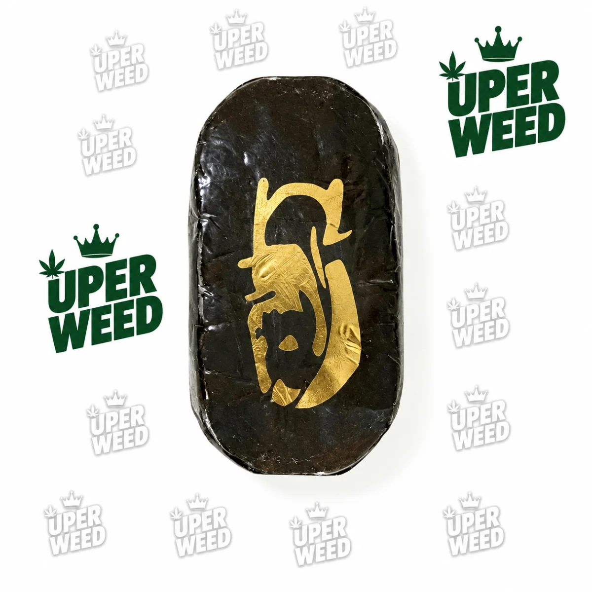 Pablo Picasso Hash concentrate by Uper Weed Hash displayed in premium packaging against a clean, modern background with deep green accents 2