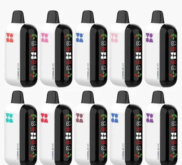 Red and white Cobble 20K Watermelon Ice nicotine vape beside its box 4