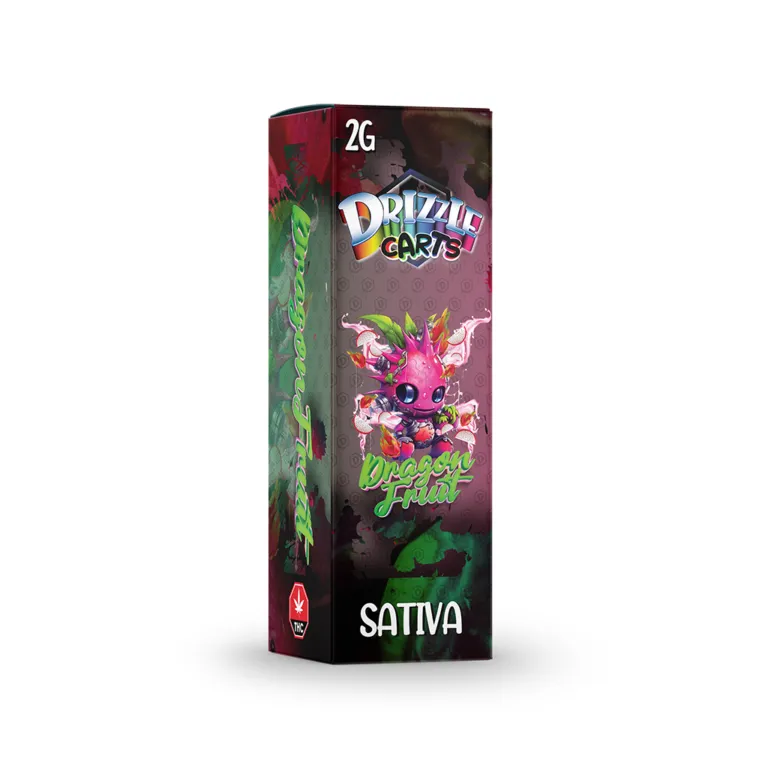 Pink Drizzle Carts Bubble Gum 2g Sativa cartridge package with candy-style art 12