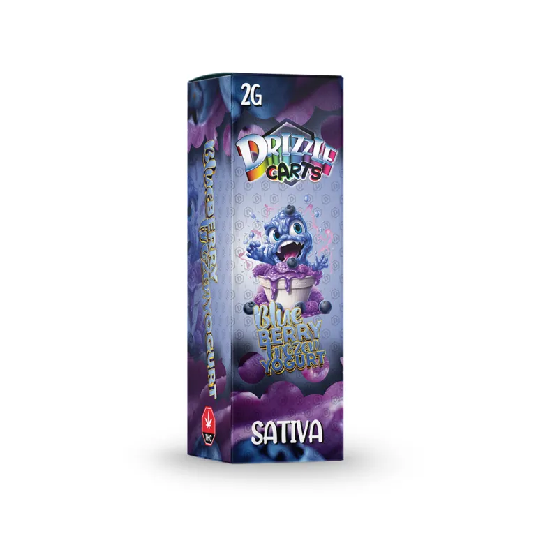Pink Drizzle Carts Bubble Gum 2g Sativa cartridge package with candy-style art 15