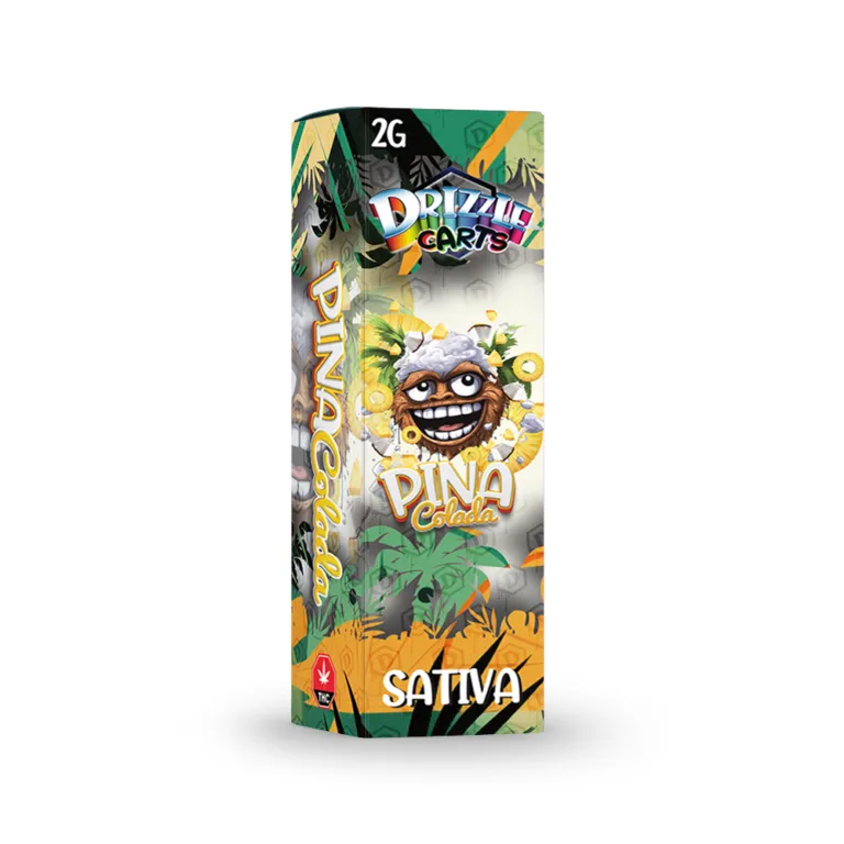 Pink Drizzle Carts Bubble Gum 2g Sativa cartridge package with candy-style art 18