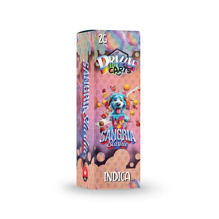 Pink Drizzle Carts Bubble Gum 2g Sativa cartridge package with candy-style art 24