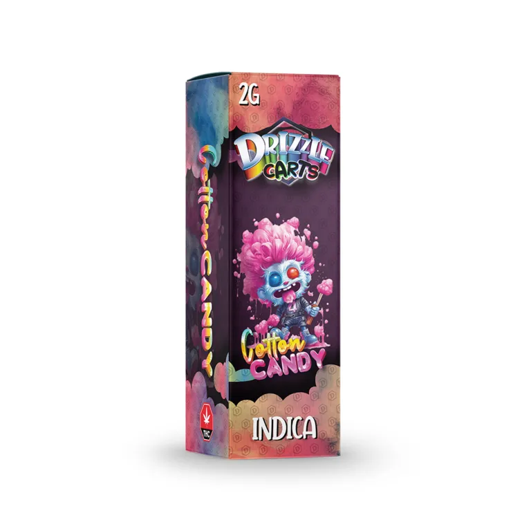 Pink Drizzle Carts Bubble Gum 2g Sativa cartridge package with candy-style art 32