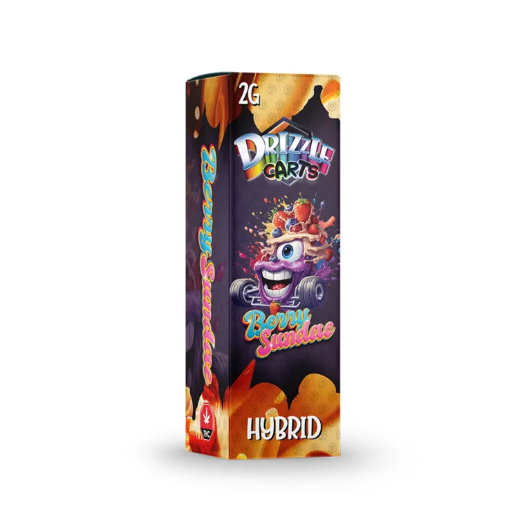 Pink Drizzle Carts Bubble Gum 2g Sativa cartridge package with candy-style art 50