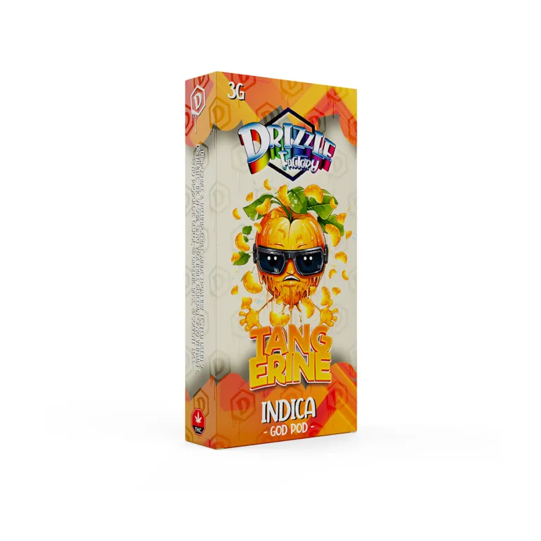 Tangerine Drizzle Factory 3g disposable and orange Indica box 2