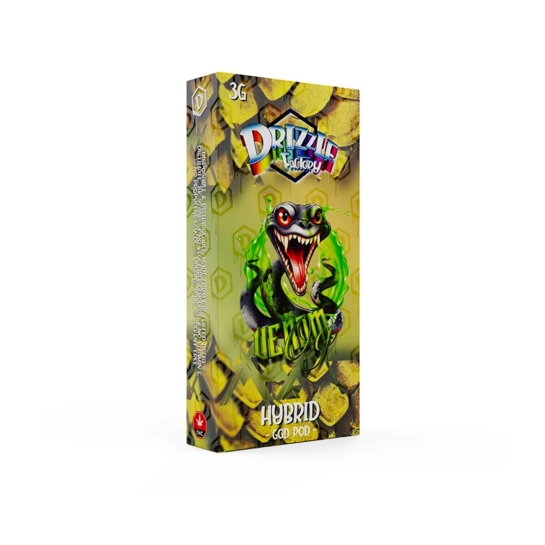 Venom-labelled Drizzle Factory 3g disposable and dark Hybrid God Pod box 2