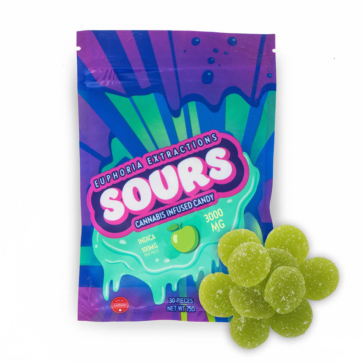 Colourful Euphoria Extractions Sours promotional pouch artwork 3
