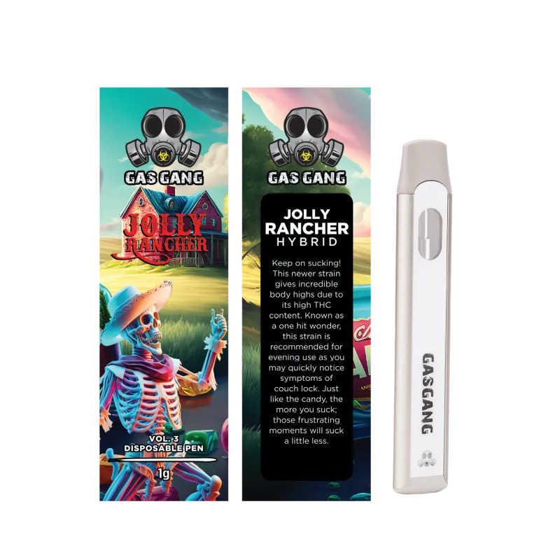 Purple Grape Gas Gang 1g disposable vape package marked Hybrid 5