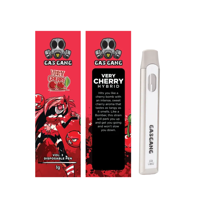 Mint-green Gas Gang Straw Berry 1g disposable pen package labelled Hybrid 4