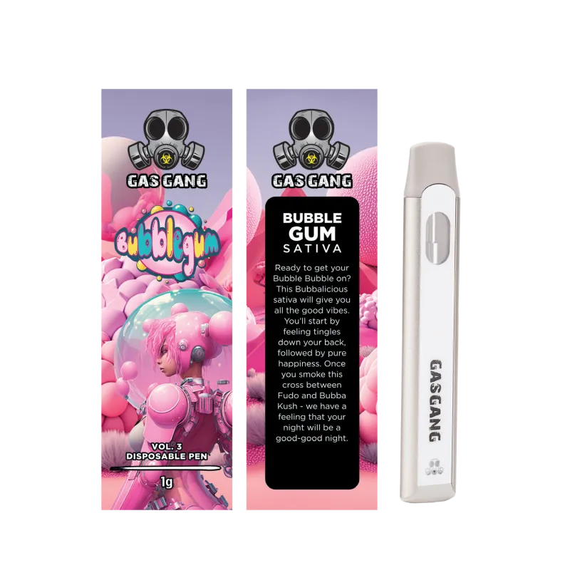 Paint-splashed Gas Gang Blue Slushie Indica 1g box with white disposable pen 2