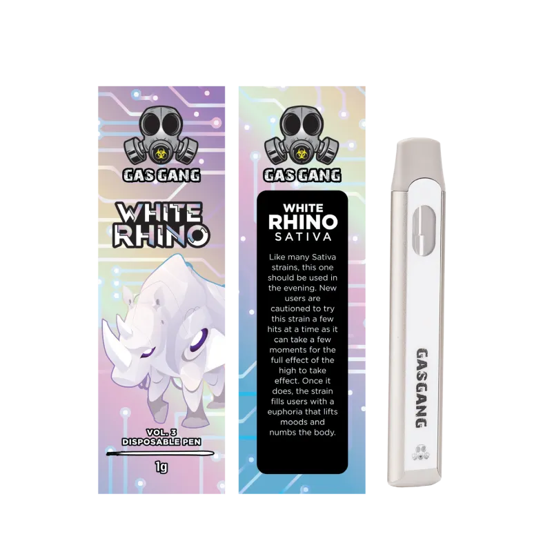 Paint-splashed Gas Gang Blue Slushie Indica 1g box with white disposable pen 27