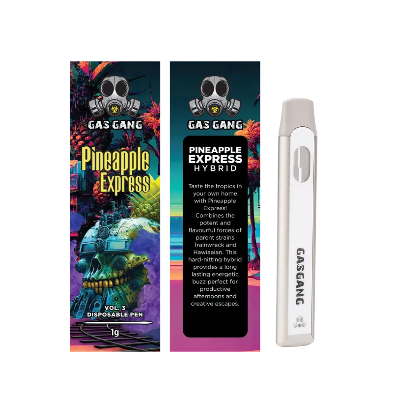 Brown Gas Gang Banana Split Indica 1g package with dessert art and white pen 22