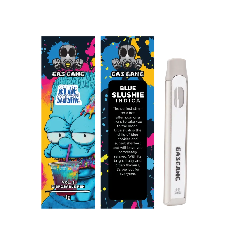 Red green and purple Gas Gang Cherry Lime Gelato Sativa 1g box and white pen 30