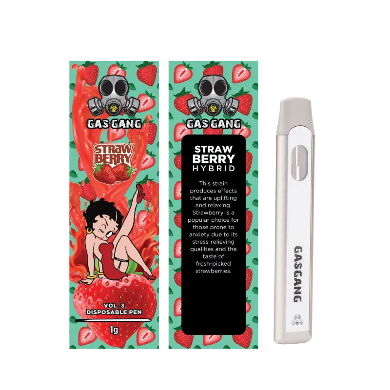 Pink and blue Gas Gang Cotton Candy Kush Indica 1g package with white pen 19
