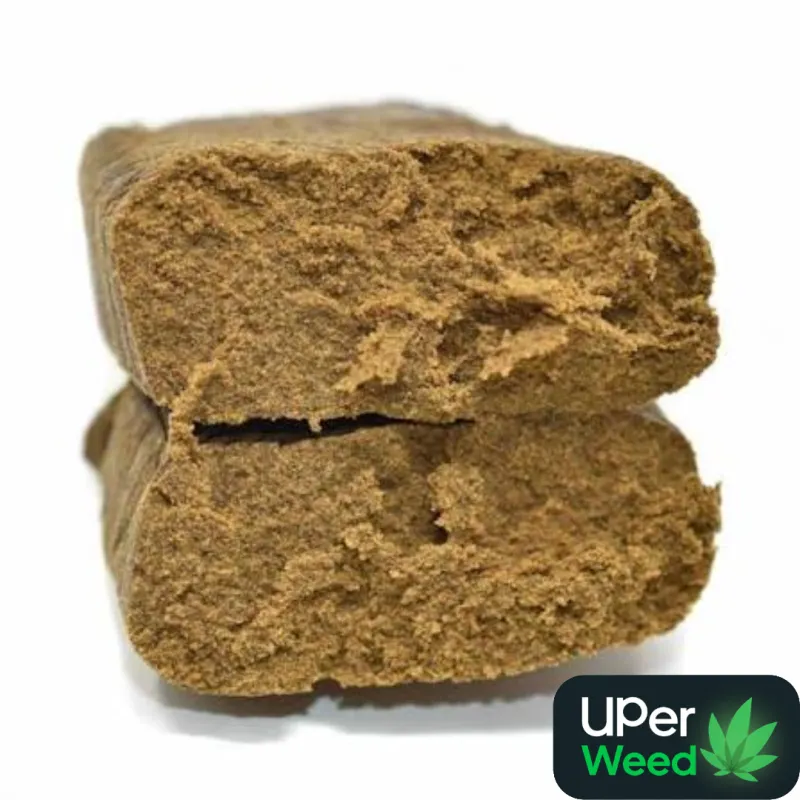 Rounded brown Malana Cream Hash block with lighter grainy cut face 2