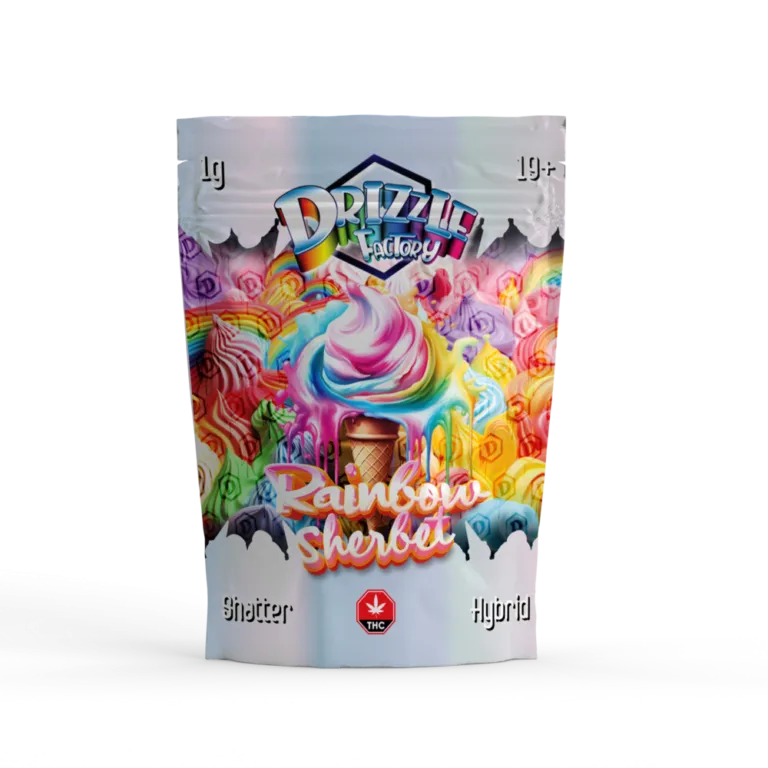 Blue pouch with a dripping square candy character and multicolour background for Tarty Pops 5